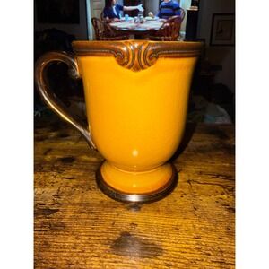 Vintage Certified International Karidesign mustard brown footed Ceramic Mug